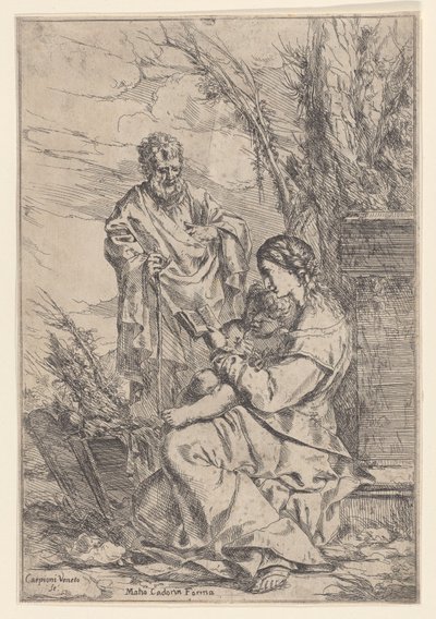 La Sagrada Familia con la Virgen leyendo un libro, 1640-60 de Giulio Carpioni