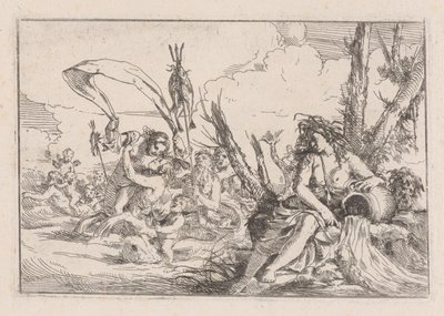 Agua, representada por una náyade sentada al pie de un árbol..., 1640-60 de Giulio Carpioni