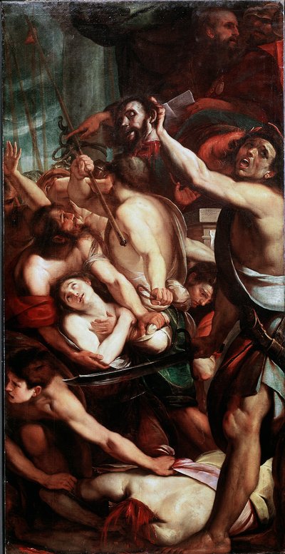 Los mártires de los santos Nazario y Celso en Milán en el siglo V d.C. de Giulio Cesare Procaccini