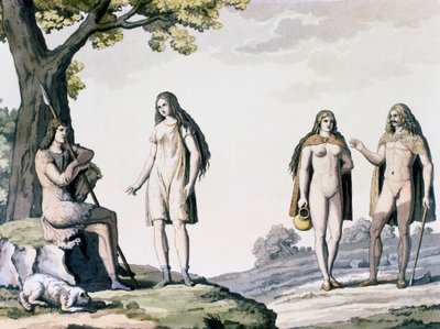 Trajes de los antiguos alemanes, grabado de Trajes antiguos y modernos de Giulio Ferrario (1767-1847) de Giulio Ferrario