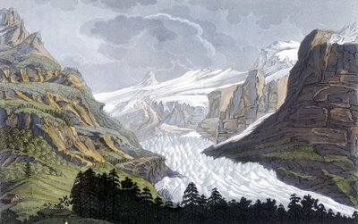 Glaciar de Grindelwald en Suiza - en "Le costume ancien et moderne" de Ferrario, ed. Milán de Giulio Ferrario