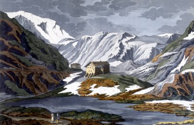 Hospicio del Gran San Bernardo en Suiza - en "Le costume ancien et moderne" de Ferrario, ed. Milán de Giulio Ferrario
