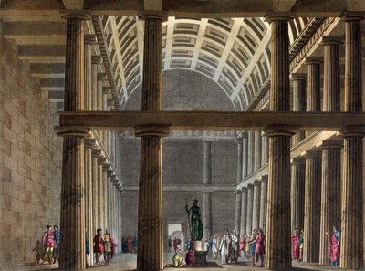 Interior del Partenón, principios del siglo XIX - en "El traje antiguo y moderno" de Jules Ferrario de Giulio Ferrario