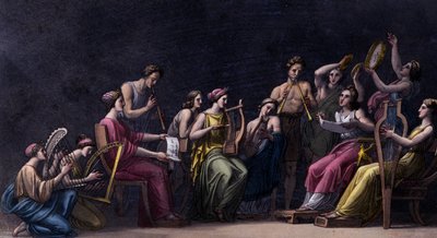 Concierto multiinstrumental, La antigua Grecia - en el traje antiguo y moderno, por el Dr. Ferrario, Milán de Giulio Ferrario