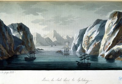 Bahía del Sur en Spitzberg, Noruega - en "El traje antiguo y moderno" de Jules Ferrario, ed. Milan de Giulio Ferrario