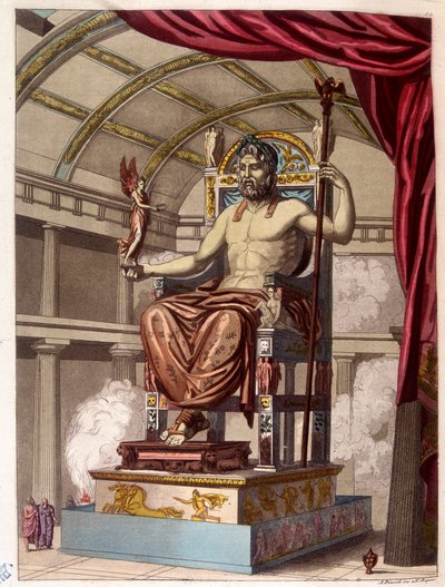 Estatua de Júpiter (Zeus) - en "El traje antiguo y moderno" de Ferrario, ed. Milán de Giulio Ferrario