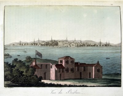 Vista de la ciudad de Boston - en "El traje antiguo y moderno", por el Dr. Jules Ferrario, ed. Milán de Giulio Ferrario