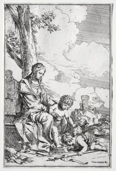 Sagrada Familia con el Niño San Juan de Giulio I Carpioni