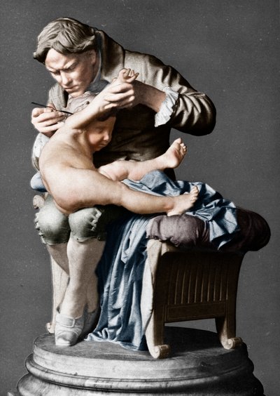 Edward Jenner, médico inglés, vacunando a su hijo, c. 1796-c. 1900 de Giulio Monteverde