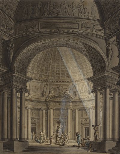 Templo redondo con escena de sacrificio de Giulio Quaglio