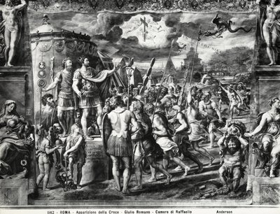 La visión de la cruz de Constantino, de la Sala de Constantino, Habitaciones de Rafael de Giulio Romano