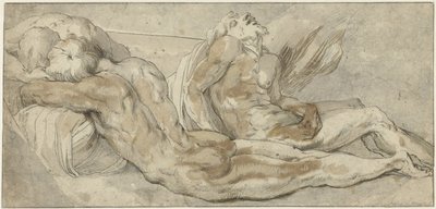 Tres hombres reclinados de Giulio Romano