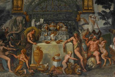 Detalle de fresco de la Cámara de Amor y Psique de Giulio Romano