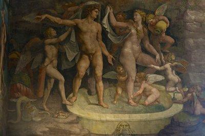 Detalle de fresco de la Cámara de Amor y Psique de Giulio Romano