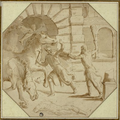 Hércules derribando al rey Diomedes de Giulio Romano