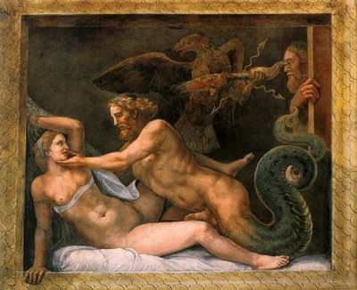 Júpiter y Olimpia, 1526-1534 de Giulio Romano