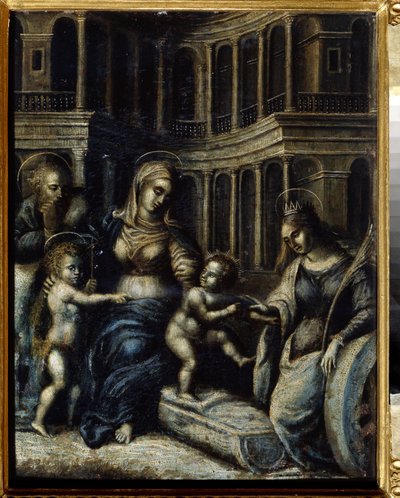 ""La Sagrada Familia con Santa Catalina"" Pintura de Giulio Pippi de
