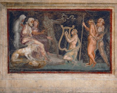 Escena mitológica (fresco) de Giulio Romano