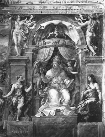 El Papa Clemente I (1-97) entre Moderación y Clemencia, Estancias de Rafael de Giulio Romano