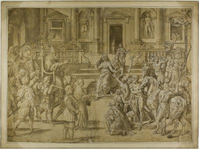 El Papa Silvestre bendice al emperador Constantino de Giulio Romano