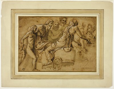 Estudio para Venus pidiendo a Júpiter los servicios de Mercurio como heraldo de Giulio Romano