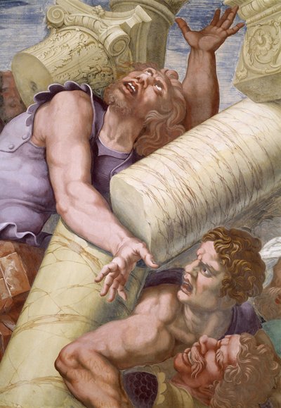 La Caída de los Gigantes (Titanes) (Muro Norte), detalle. Fresco de Giulio Pippi de
