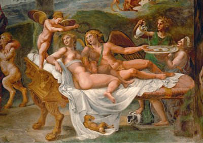 Los amantes (fresco) de Giulio Romano