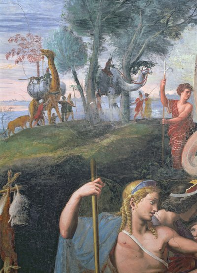 El noble banquete celebrando el matrimonio de Cupido y Psique, (detalle) de Giulio Romano
