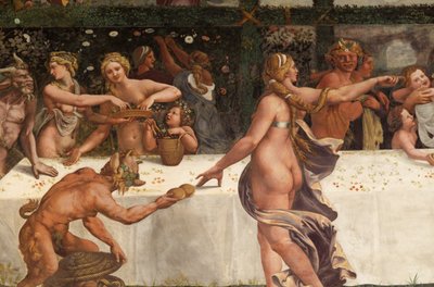 Banquete de bodas de Cupido y Psique (detalle) de Giulio Romano