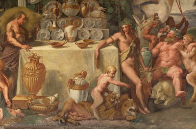 Banquete de bodas de Cupido y Psique (detalle) de Giulio Romano