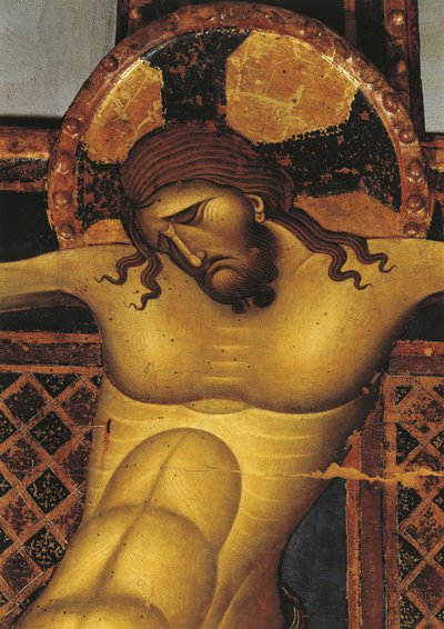 Primer plano de un mural de Jesucristo, Iglesia de San Domingo, Giunta Pisano, Bolonia, Emilia Romagna, Italia de Giunta Pisano