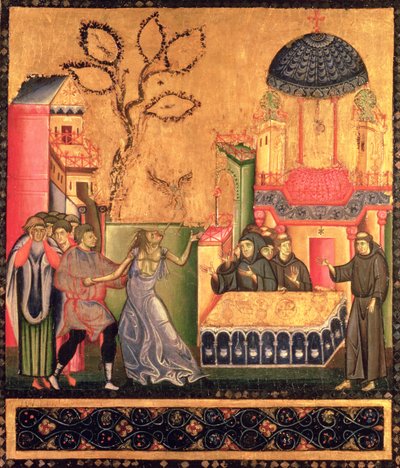 El Retablo de San Francisco, (detalle) que Representa el Milagro de la Mujer Poseída de Giunta Pisano