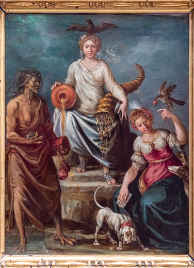 Abundancia, con Avaricia y Ociosidad de follower of Giuseppe Cesari