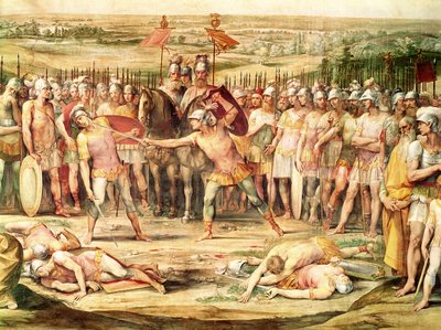 Batalla entre los Horacios y los Curiacios (fresco) de Giuseppe Cesari