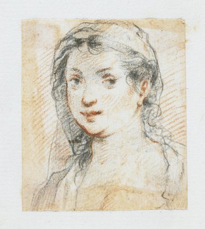 Cabeza de mujer (tiza negra y roja) de Giuseppe Cesari