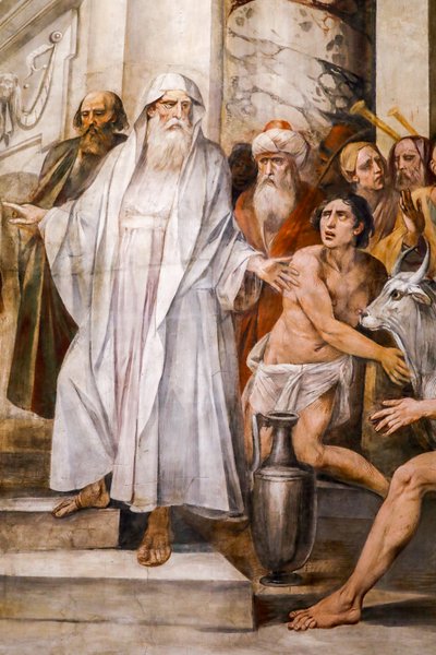Numa Pompilio instituyendo el culto a las Vestales (detalle) de Giuseppe Cesari