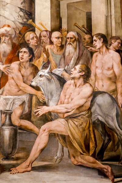 Numa Pompilio instituyendo el culto a las Vestales (detalle) de Giuseppe Cesari