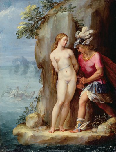 Perseo rescatando a Andrómeda (óleo sobre cobre) de Giuseppe Cesari