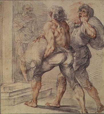 Estudio de recaudadores de impuestos, c.1591-93 (tiza gris y roja sobre papel) de Giuseppe Cesari