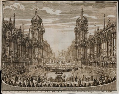 Ópera de Constanza y Fortaleza en el Castillo de Praga el 28 de agosto de Giuseppe Bibiena