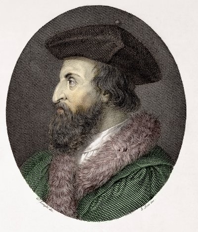 Retrato del médico, poeta y humanista italiano Girolamo Fracastoro (Hieronymus Fracastorius o Jerome Fracastor) (1478/83-1553) Grabado Colección particular de Giuseppe (after) Longhi
