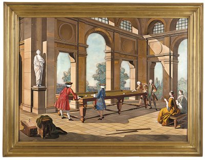 Placa imperial de Los jugadores de billar, c.1752-55 (pietra dura) de Giuseppe (after) Zocchi