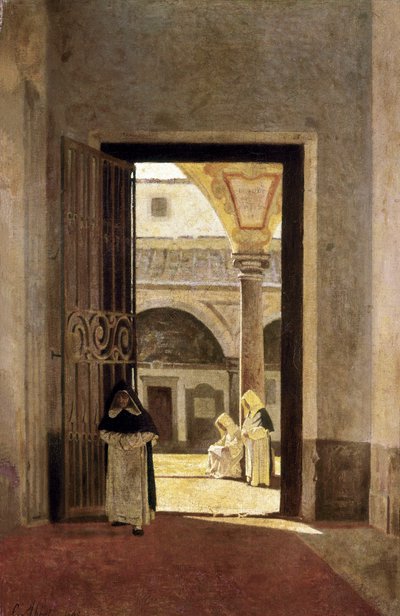 Hall de entrada de un convento dominico. Pintura de Giuseppe Abbati (1836-1868). Óleo sobre madera. Museo de Cádiz. de Giuseppe Abbati