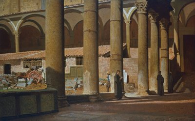 El claustro de Santa Cruz, hacia 1862, por Giuseppe Abbati (1836-1868), óleo sobre lienzo, Italia de Giuseppe Abbati