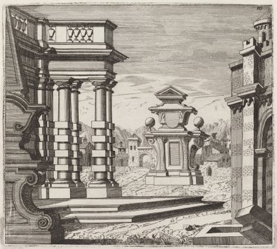 Fantasía arquitectónica con portales y monumentos de Giuseppe Antonio Landi