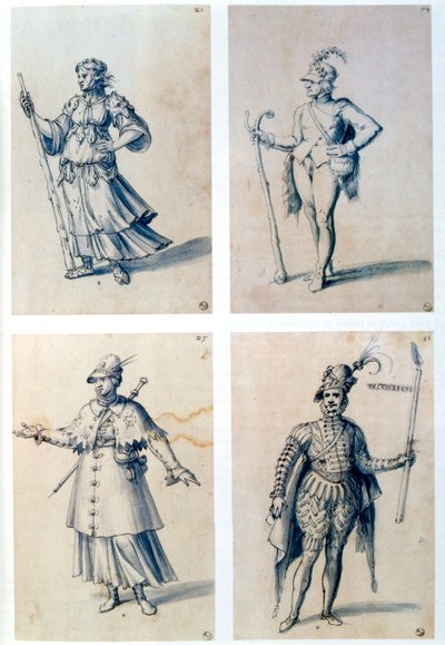 Diseños de vestuario para personajes alegóricos, siglo XVI de Giuseppe Arcimboldi