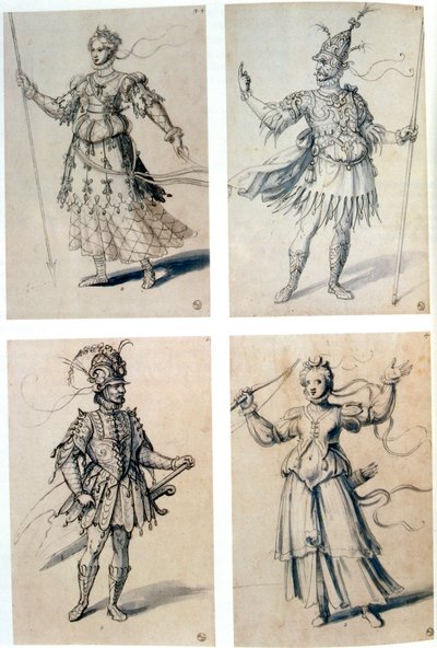Diseños de vestuario para deidades clásicas, siglo XVI de Giuseppe Arcimboldi