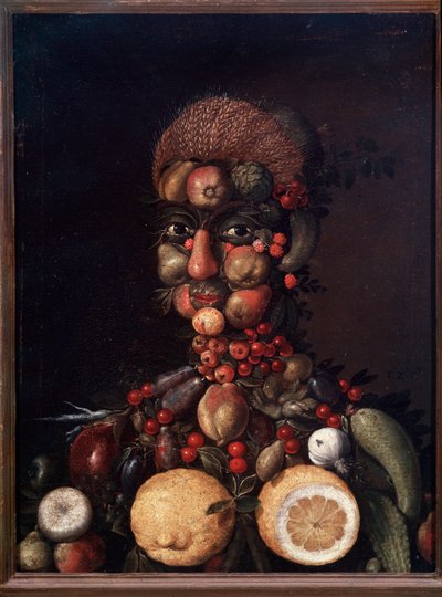 Figura humana hecha de frutas y verduras de Giuseppe Arcimboldo