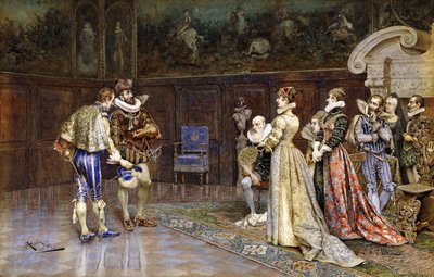 Presentación de Enrique IV de Francia en la corte de Margarita de Valois de Giuseppe Aureli