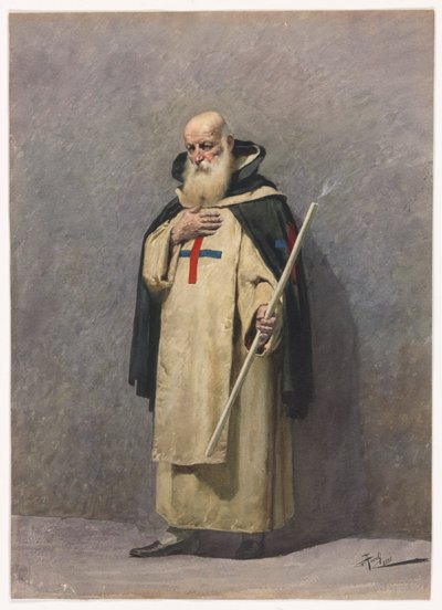 Un anciano sacerdote de pie de Giuseppe Aureli